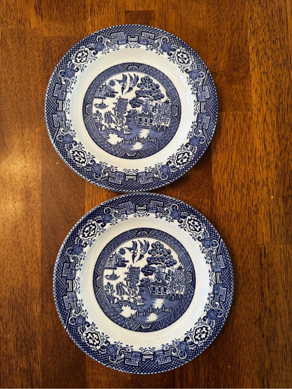 Wood & Son "Blue Willow" Woodsware, England 6 7/8” Bread Butter Plates Set of 2